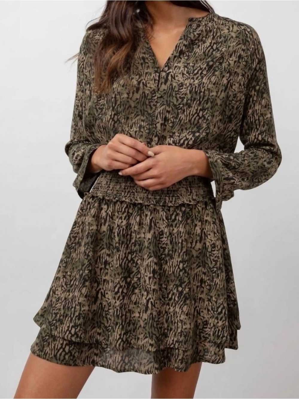 Rails Jasmine Mini Dress in Olive Static in Multi Size Medium